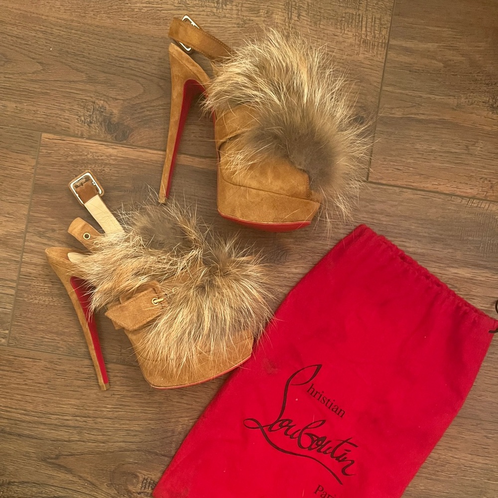 Christian Louboutin Fur and Suede Heels.